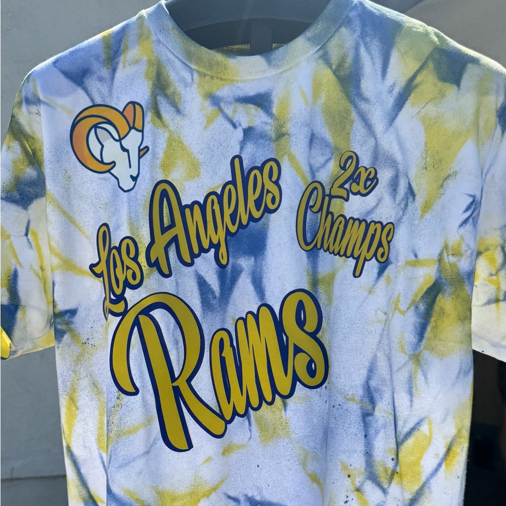 Gildan Los Angeles Rams Tie-Dye Tee - Blue, Yellow, White